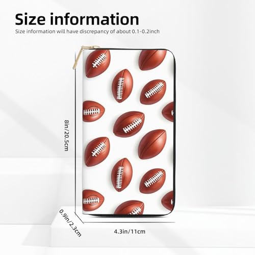 Leather Thin Slim Wallets for Women & Men - Football Print Card Wallet Holder with Zipper2
