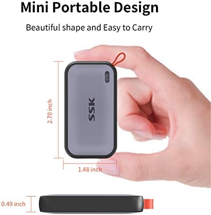SSK Zewnętrzny przenośny dysk SSD 2 TB z pamięcią NVME ekstremalna prędkość transmisji do 1050 MB/s, USB typu C 3.2 Gen 2, do smartfonów typu C, PS5, Xbox, laptopów, macbooków/Pro i innych