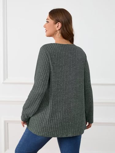 Image of BELAROI Womens Plus Size Sweaters V Neck Fall Tunic Top Pullover Shirts