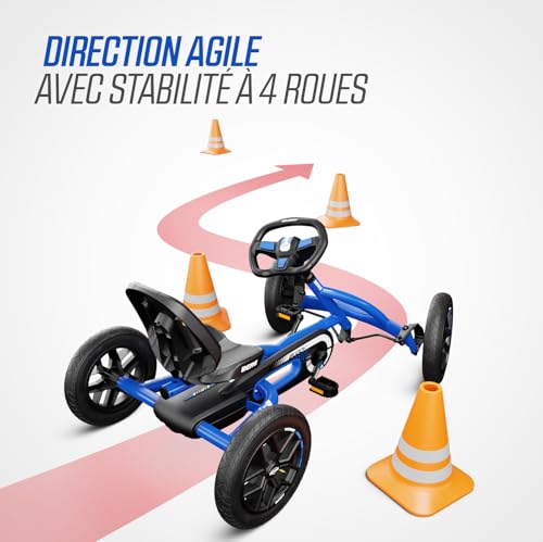 Berg Toys Buddy Blue Pedal Go Kart for Kids– Adjustable Ride On Toy for Ages 4-8 – Go Karts with BFR System and Adults Outdoor Pedal Car for Kids