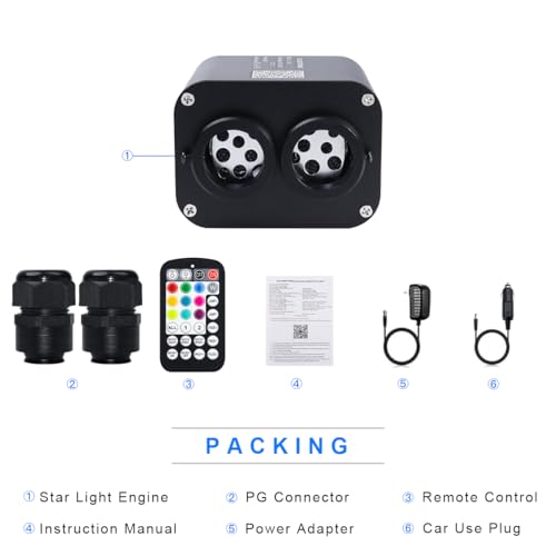 Image of AMKI Dual Color 20W Twinkle Sound Mode RGBW Dual Port Light Source Engine Driver Remote /APP Control Starlight Box Motor for Fiber Optic Star Ceiling Light Kit