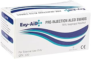 Ezy-Aid 100 Pre Injection Alcohol Skin Cleansing wipes Swabs, 70% Alcohol wipes