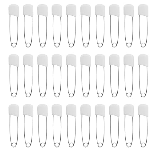 XWYDZ - 30 Pcs Nappy Pins Safety Lock, Safety Pins for Clothes and Nappy, 2.2 Inch Diaper Plastic Push-In, Good for Terry Squares