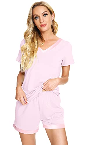Image of WiWi Viscose from Bamboo Pajamas Set for Women Super Soft Short Sleeve Cooling Summer Plus Size Pjs Sets Sleepwear S-4X