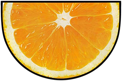Bathroom Rugs Half Round Door Mat Indoor Outdoor Entrance, Orange Pattern Door Mats For Outside Entry Wear Resistant Semi Circle Floor Mats Indoor Home Decoration Area Rugs For Kitchen 16X24 Inch #TOP12