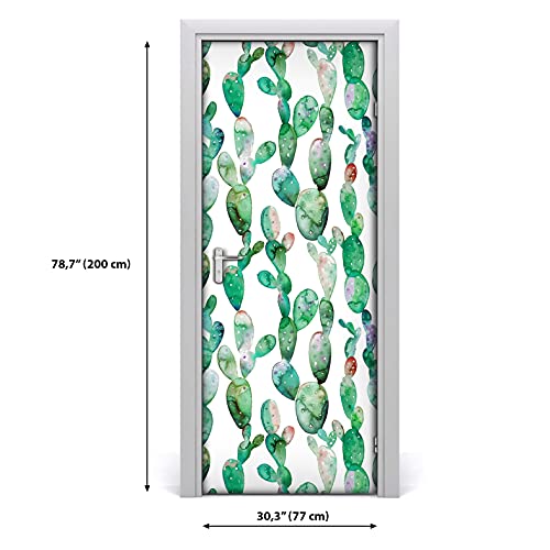 Vinilo para puerta cactus floral de 77x200 cm autoadhesivo impermeable 3
