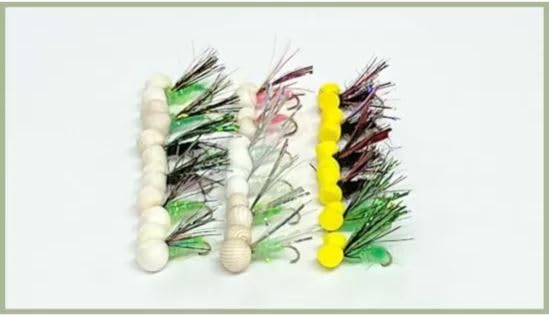 Booby Fishing flies, 18 Pack Dynamite Booby, Mixed Colours, Size 10, For Fly Fishing
