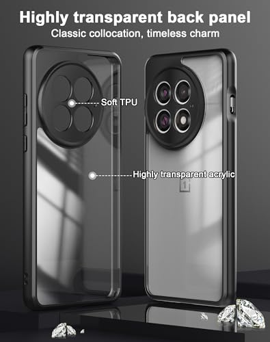Image of Foluu Clear Case for OnePlus 13, Hard PC Back & Soft TPU Bumper [Not Yellowing] Shockproof Protective Phone Case Slim Fit Thin Cover for OnePlus 13 5G 2025 (Black+Clear)