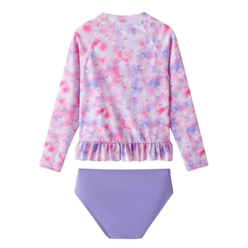 Image of Toddler and Little Girls Rash Guard Swimsuit Set UPF 50+ Swimwear