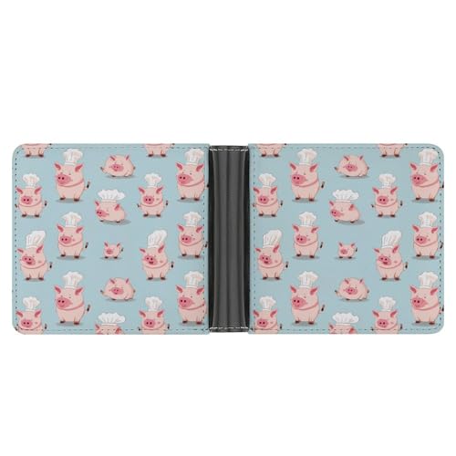 Piggy Chef Funny Billfold Wallet Credit Card Holder Slim Passcase Pouch Purse for Men Women