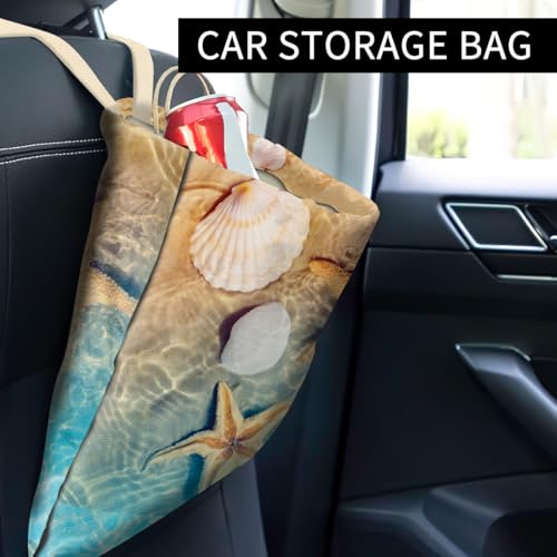 Image of Cute Starfish Car Trash Can, Hanging Car Organizer and Storage Bag, 5L Capacity, Orange, Pink