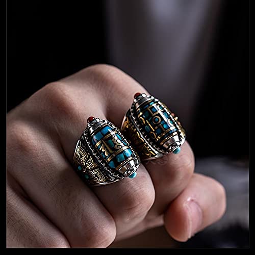 S925 Sterling Silver Rotating Rings For Women/Man Buddhist Tibetan