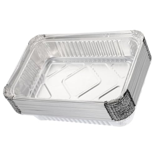 PRETYZOOM 20pièces Boîtes Alu Étanches pour Barbecue Résistantes Chaud Froid Contenants Alimentaires Pratiques pour Plats à Emporter Cuisson Four Congélation Pique- et Festivités Modèle