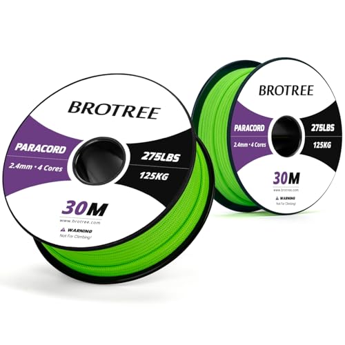 Brotree 275 Paracord 2.4mm Tactical Cord 30M Nylon Rope 4 Strands Parachute Cord for Outdoor Craft, DIY