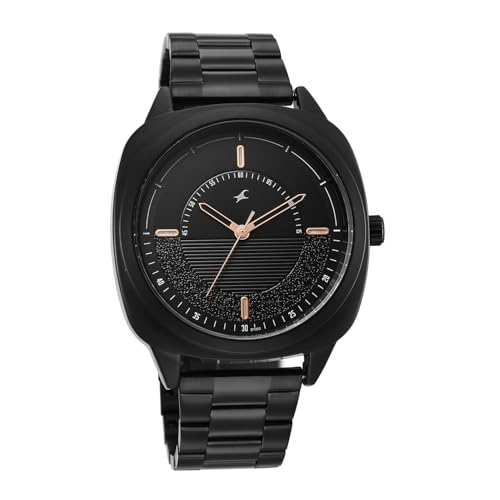 Image of Fastrack Stunners X Quartz Analog with Black Dial Black Stainless Steel Strap Watch for Men - 38161NM02