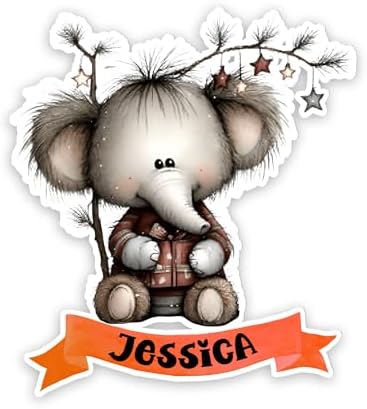 Cute Customized Name Plaque Element Sweet Whimsical Animal Lovers Holiday Magic Feature Glossy Vinyl Sticker Cute Ideas for Friends Coworkers Family Holiday Gathering image 5