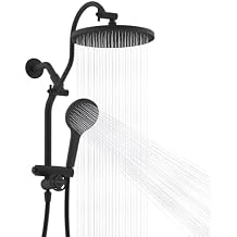 Hibbent Upgraded cUPC Certified Self-cleaning Shower Head Combo, High Pressure 10 Rain Showerhead with 3-Spray Handheld, All Metal Arm with Easy Reach 4-way Diverter, 71" Hose & Holder, Matte Black