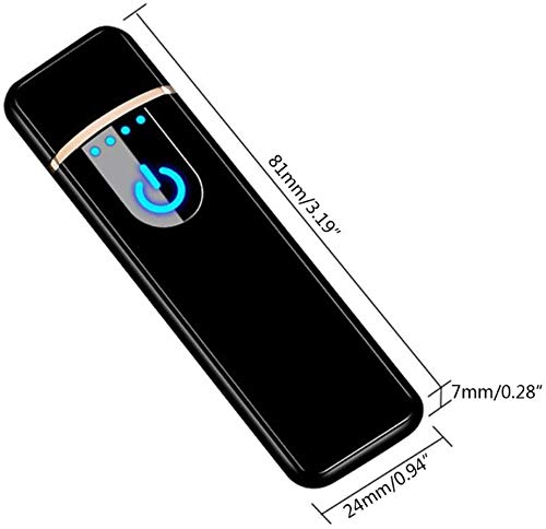 IshMukh Smart Fingerprint Sensor Lighter USB Rechargeable Lighter Touch Screen, Flameless, Windproof Cigarette Lighter Double Sided Ignition (Black) 4