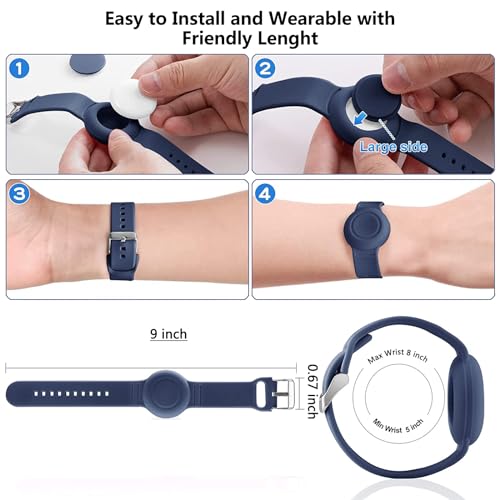 Image of Waterproof Airtag Bracelet for Kids,Hidden Airtag Wristband Kids,Anti-Lost Silicon Apple Airtag Holder Case for Toddler,Airtag Case Cover Watch Band GPS Tracker Case for Child-Black