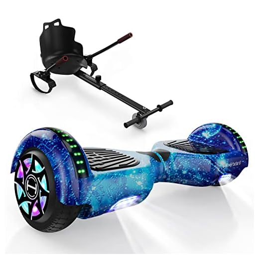 Hoverboard mit Sitz - Hoverkart Set 6,5 Zoll Hoverboards Kinder, Hoverboards mit Bluetooth und LED-Farblichträder, Go-Kart Hoverboard mit Sitz komplett Set, Geschenk für Junge und Mädchen