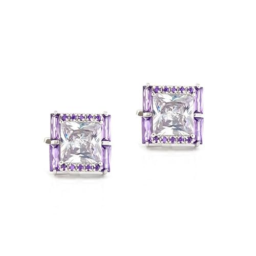 Square Cut Copper Metal Cufflinks with Crystal Zirconia Cuff Nails