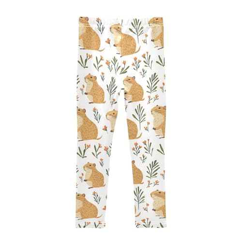 Red Flower Capybara Q Girls Leggings Athletic Pants Tights Stretch Bottom2