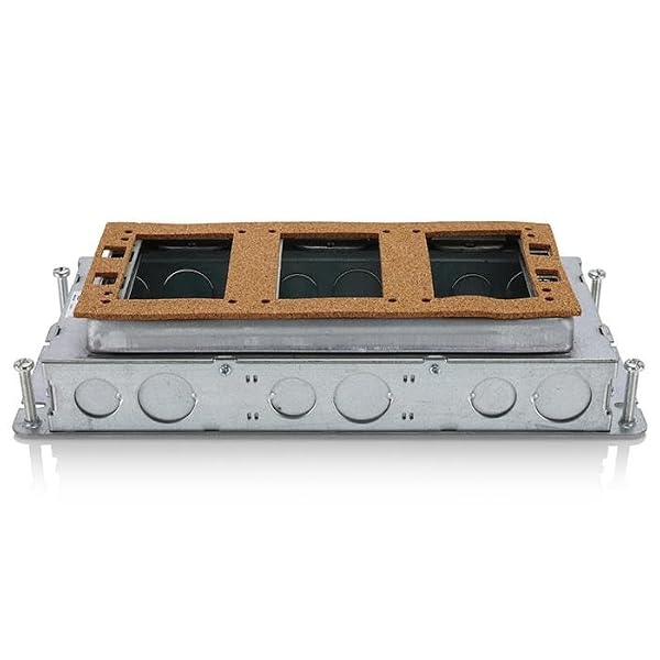 Leviton Concrete Floor Box 3-Gang Shallow Rectangle, Includes 4 Leveling Screws and Gasket, FBHR3, Steel by Leviton - Image 2