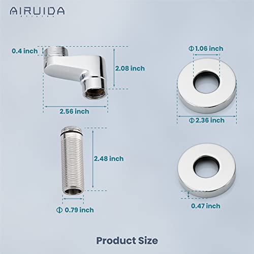 Airuida Extended Thread Adjustable Swing Arms 3-3/8 Inch Wall Mount Clawfoot Bathtub Shower Faucet Adapter 2.17 Inch Commercial Utility Eccentric Screw Plus Size 1 Pair Chrome Polish #TOP2