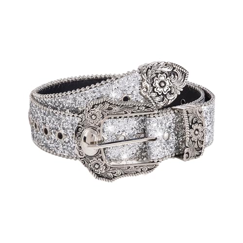 Sequined Waist Belt For Jean Rock And Hip Hop Eyelets Belt Waistband Glinting Buckle With Encrusted Glitter - Main Image