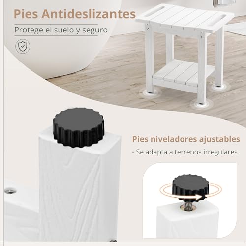 Taburete de ducha LUE BONA de HDPS resistente al clima y banco blanco de alta gama 5