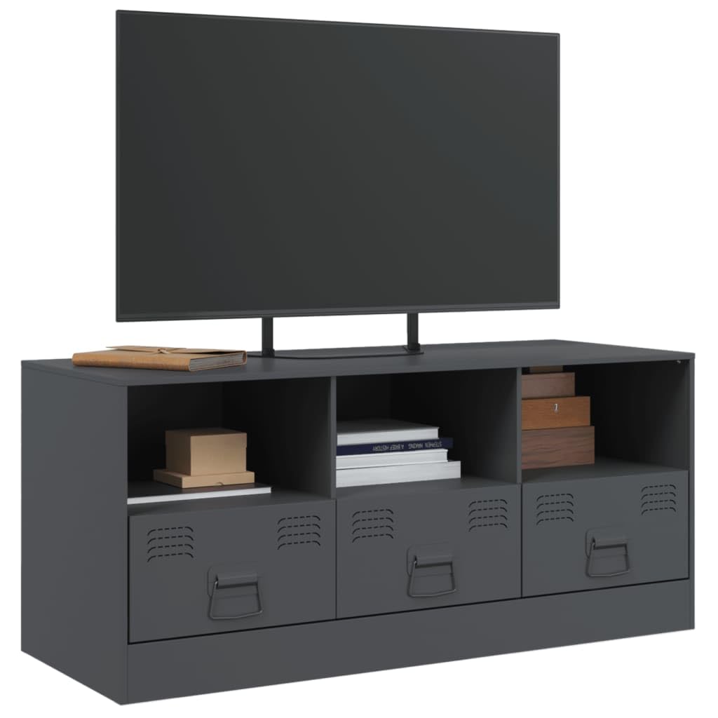 LAPOOH Stolik pod telewizor ze stali szary Antracyt 99x39x44 cm, stół telewizyjny, szafka telewizyjna, szafka telewizyjna, stół telewizyjny, meble do salonu, stół do salonu TV - 841735