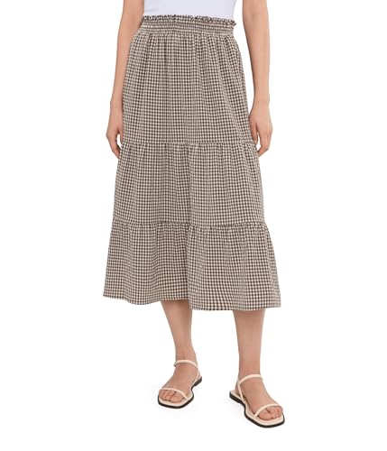 Toad&Co Women's Sunkissed Tiered Midi Skirt, Almond Pattern Texture, Medium