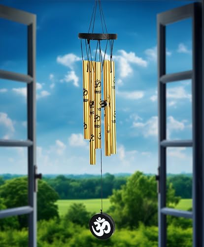 Image of ZAICUS Wind Chimes for Home Balcony Positive Energy - Wind Chime with Om Symbol - Hanging Decorative Items for Balcony - Wind Chimes Feng Shui (5-Pipe)