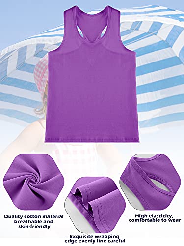 Image of SATINIOR 4 Pieces Girls Dance Tank Tops Racerback Crop Tops Sleeveless Dance Clothes for Girls Gymnastics