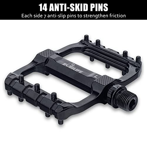 Smooth Bearings Mountain Bike Pedals - Mtb Bicycle Flat Pedals Aluminum 9/16" Sealed Bearing Lightweight Platform For Road Mountain Bmx Mtb Bikes #TOP4
