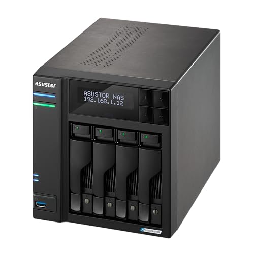 Image of Asustor Lockerstor 4 Gen2+ AS6704T v2 4 Bay NAS, Intel Quad-Core CPU, Dual 5GbE Ports, 4GB DDR4, 4 M.2 SSD Slots, HDMI, Plex Media Server, Video Editing, Creator, Network Attached Storage (Diskless)