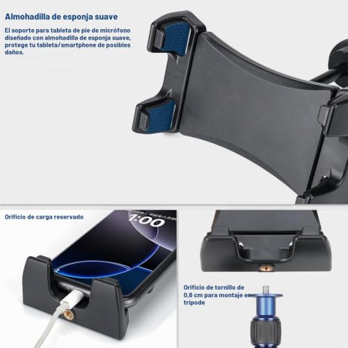 Soporte para tablet para soporte de micrófono koolehaoda giratorio 360 6