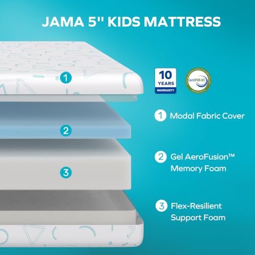 Image of MLILY JAMA 5 Inch Full Size Memory Foam Kids Mattress for Bunk Bed