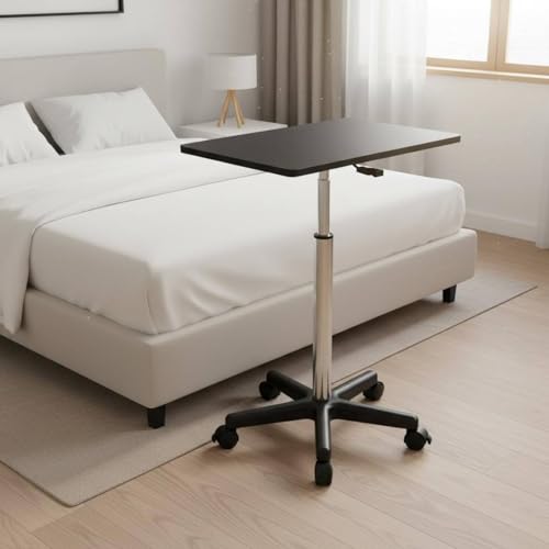 KLKCMS Movable Work Desk Mobile Laptop Desk Adjustable Standing Desk Rolling Desk Writing Metal Structure Easy to Move Flat Surface Suitable for Sofa Side tasks Reading nooks Light Study Remote Work - Image 2