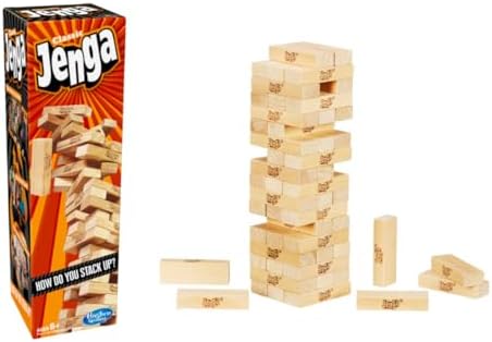 Hasbro Gaming Original Jenga Stacking Tower Game, Fun for Kids & Families, Birthday Gift Toys for Kids Ages 6+, for 1 or More Players