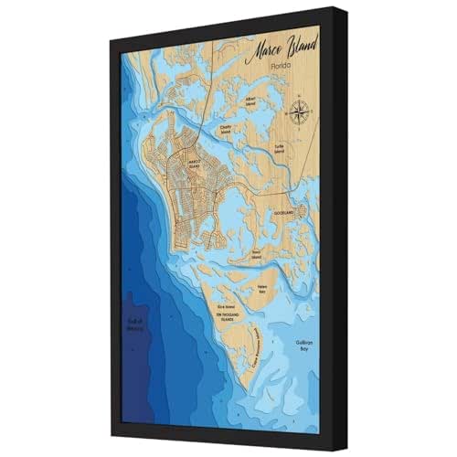 Moc Tho Custom 3D Wood Marco Island Map Blue 9 Layers