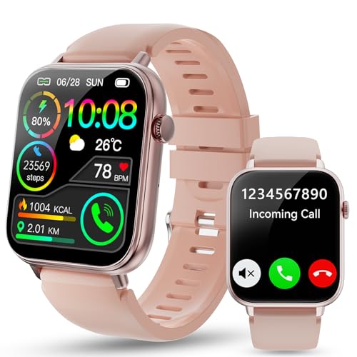 Reloj Inteligente Hombre con Bluetooth Llamada y Recibir Whatsapp, 1,85' Smartwatch Mujer con 113+ Modos Deportes, Monitor de Ritmo Cardíaco y Sueño Pulsera Actividad, Impermeable IP68, Oro Rosa