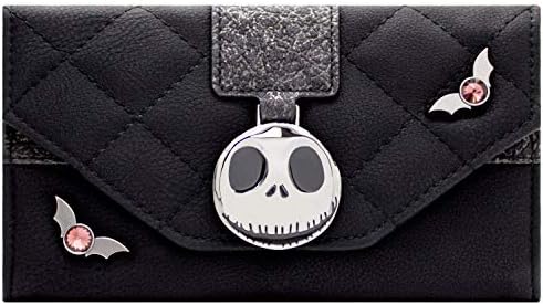 Nightmare Before Christmas Jack Head Charm Coin and Card Clutch Purse Black