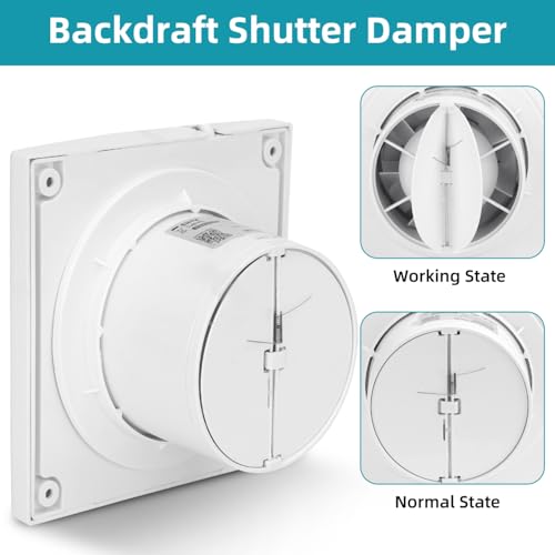 Aigostar Badlüfter 100mm mit Rückstauklappe, 90m³/h Wasserdicht Badlüfter,für Bad Küche Schlafzimmer Garage,Weiß