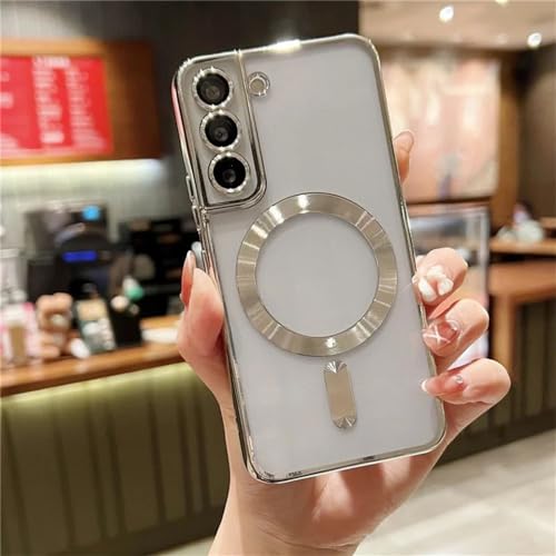 Coque Samsung S24 Ultra anti rayure camera en TPU transparent argente avec dos magnetique
