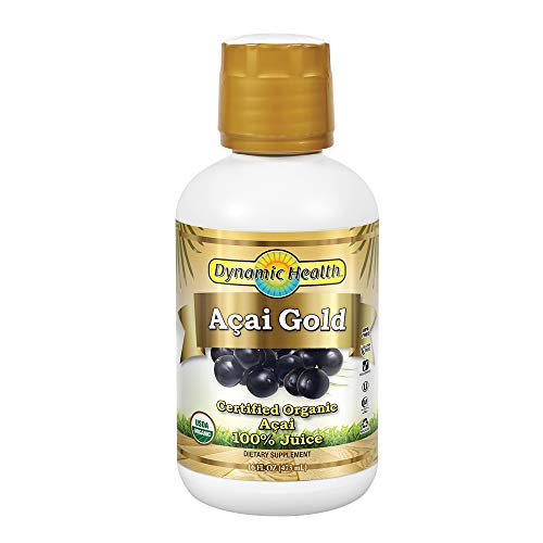 Dynamic Health Acai Gold | Organic Acai 100% Juice | Vegetarian, No Gluten or BPA, Dietary Supplement | 16oz