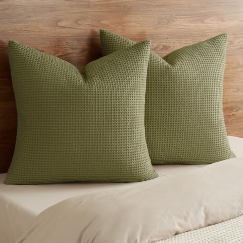 PHF Cotton Waffle Euro Shams 26" x 26", Dark Oil, No Insert