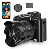 Topiky Cámaras Digitales 8K para Fotografía, Enfoque Automático 88MP WiFi Cámara Profesional con Zoom 16X de Doble Lente Cámara Web Selfie CAM con Pantalla Táctil de 3,2 Pulgadas Flash