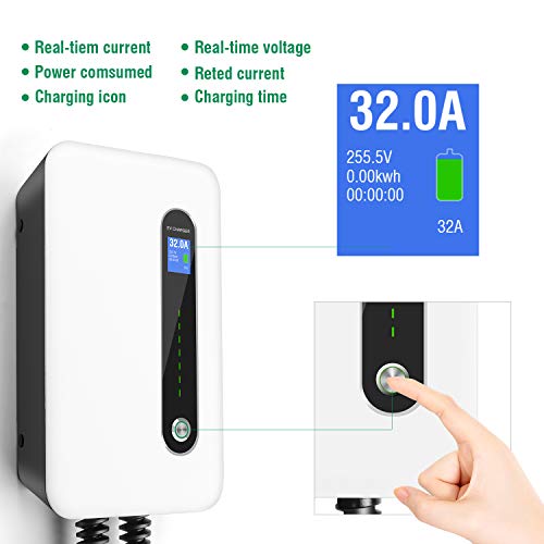 Lefanev 32A Ev Charger Level 2 Station, Nema6-50 Wall Electric Vehicle Charging Station (20Ft Cable,7.68Kw) For Electric And Hybrid Vehicles #TOP3