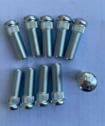 SHULIY 10 PCS Rear 1/2-20 Serrated Wheel Stud Bolt 610-138- .535 in. Knurl, 1-17/32 in. Length Replacement for Chevrolet Buick Cadillac GMC Pontiac Oldsmobile Car